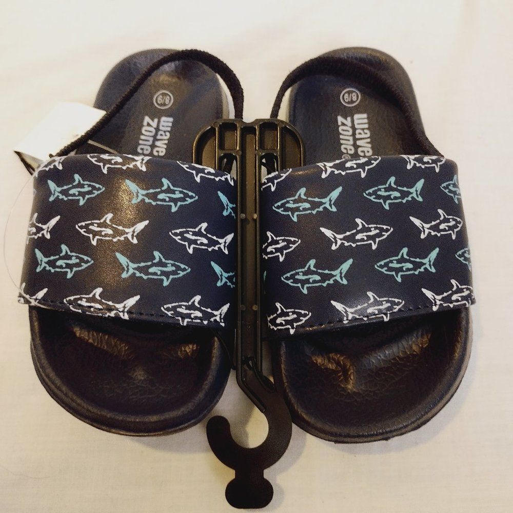 Wave Zone Swimmy Shark Toddler Strapback Sandals Navy Blue/Black Size 8/9